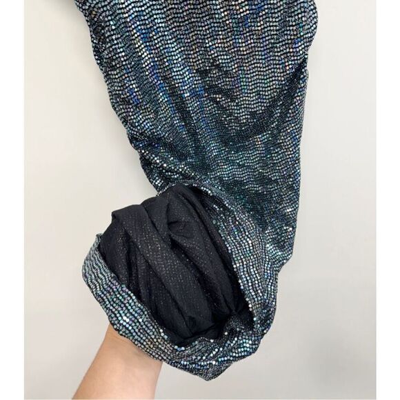 AQUA Dress Size Small Asymmetric Midi Cocktail Party Blue Sequined NWT - Picture 11 of 11